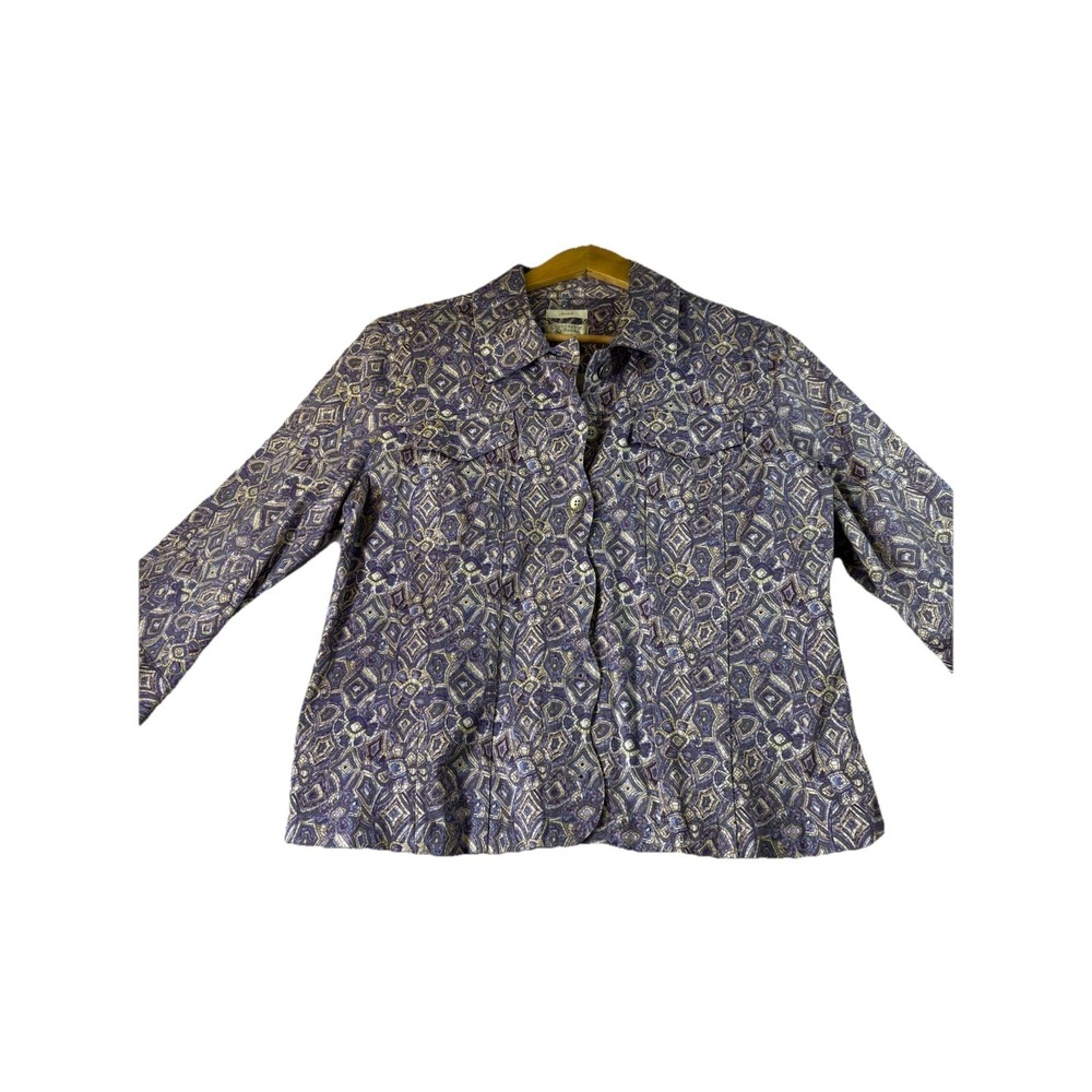 CHRISTOPHER & BANKS Purple Geometric Jacket Button Down Size M Cotton